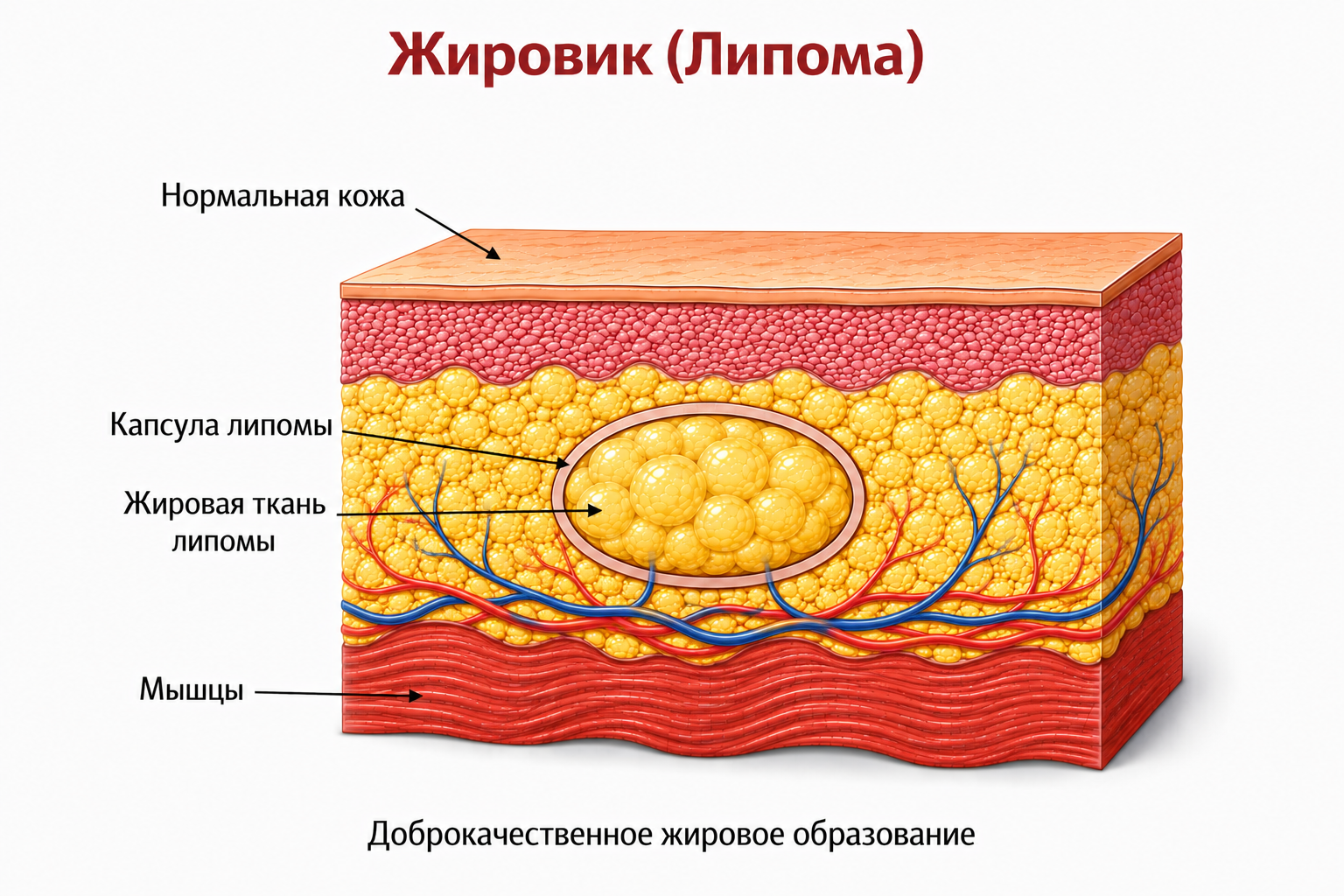 Схематическое изображение липомы липома